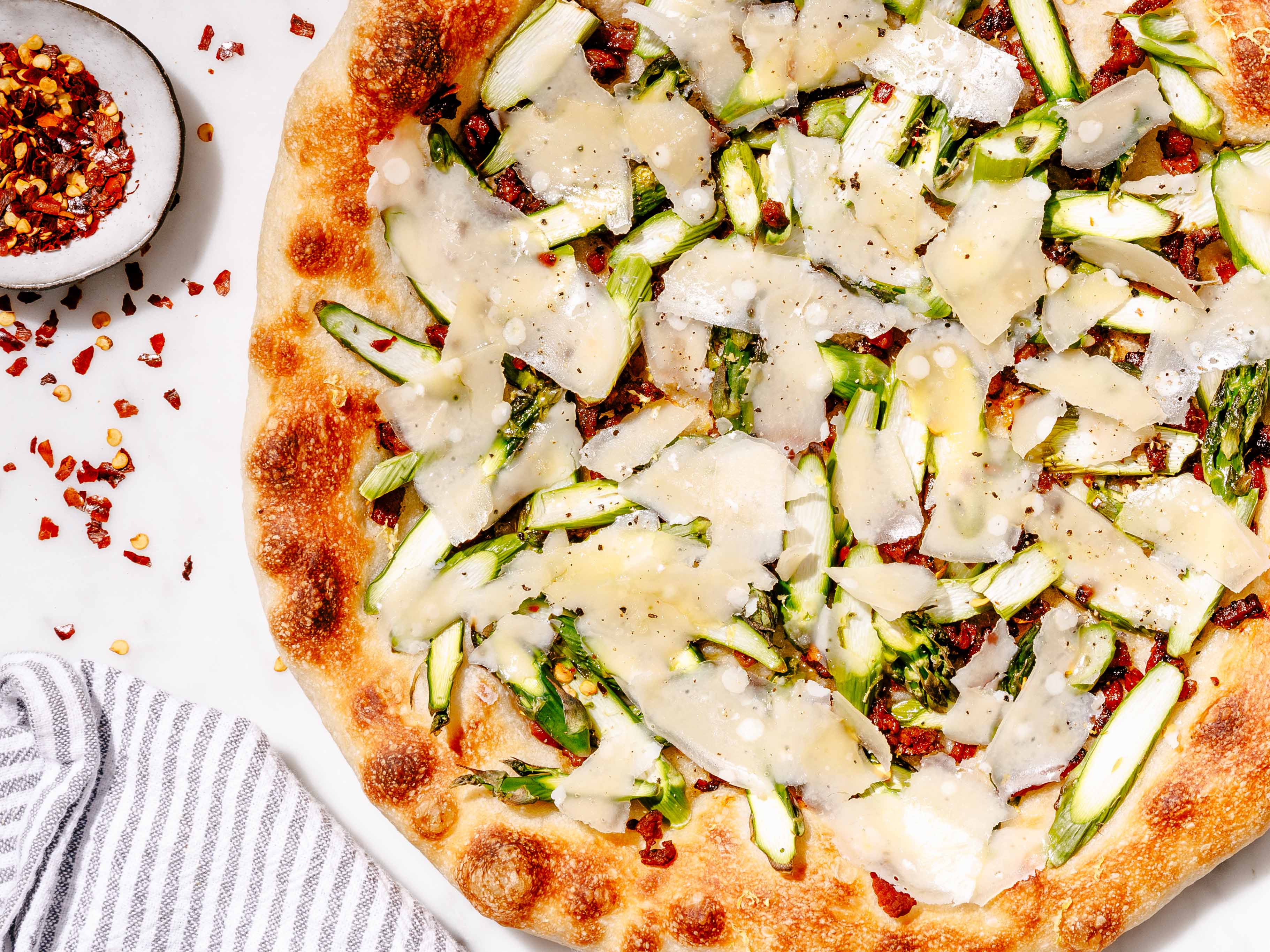 Asparagus and Pancetta Pizza Crust Type Thin Crust, 8 oz Dough — Brava Brava Home