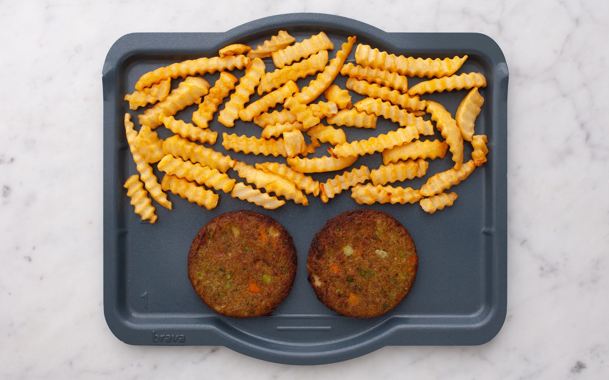 Frozen Veggie Burgers and Frozen French Fries Serves 2 — Brava Brava Home