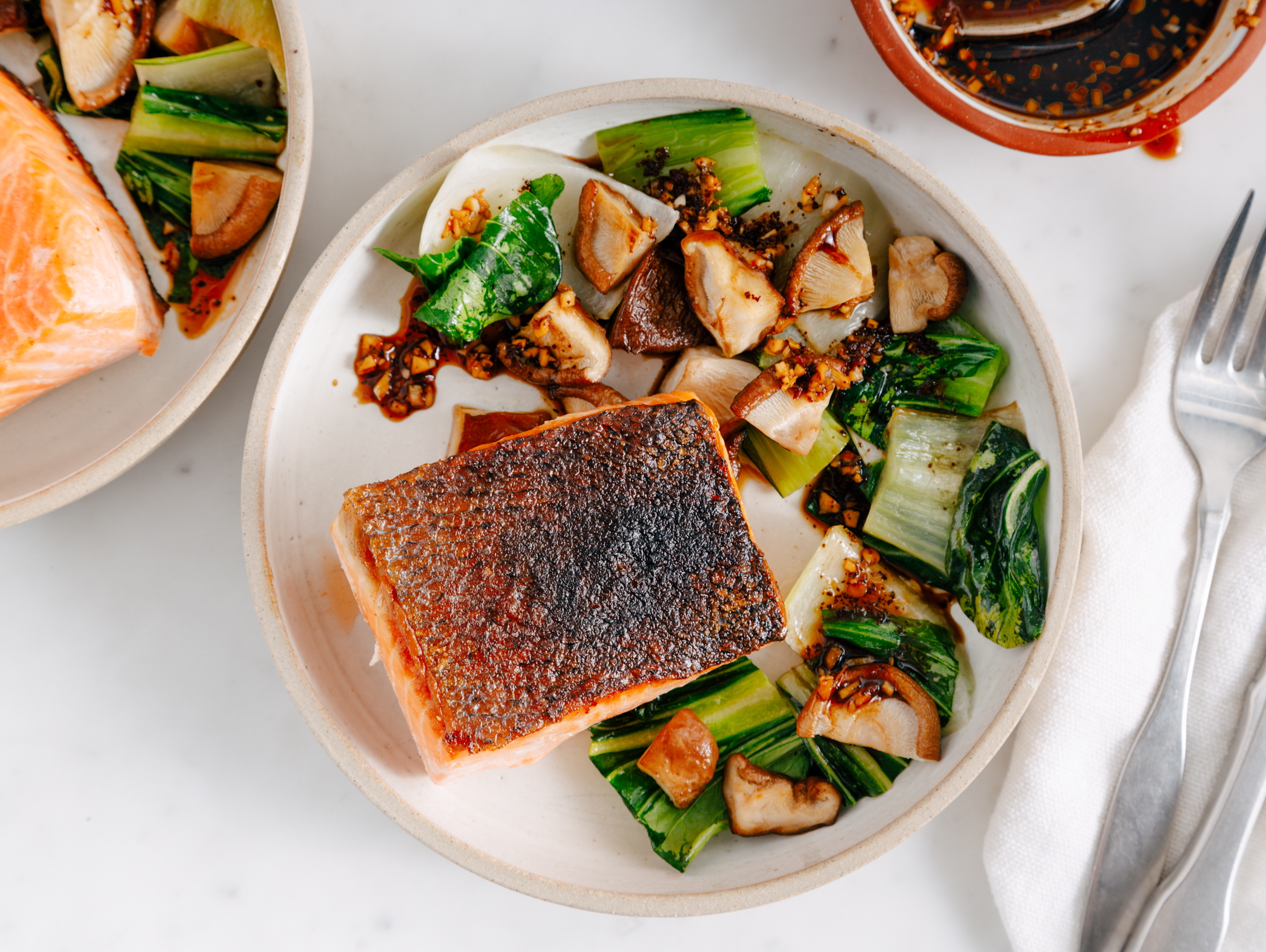 Salmon, Bok Choy, and Shiitakes Serves 2 — Brava Brava Home